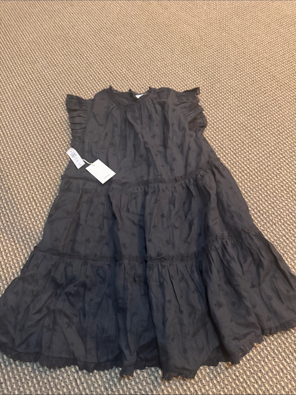 Wilfred Black Ruffled Tiered Mini Dress